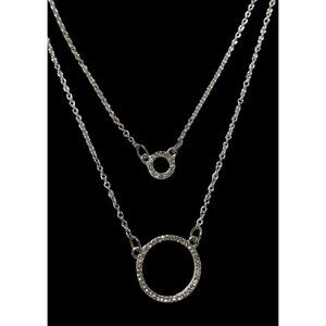 Liz Claiborne Silver Double Circle Necklace